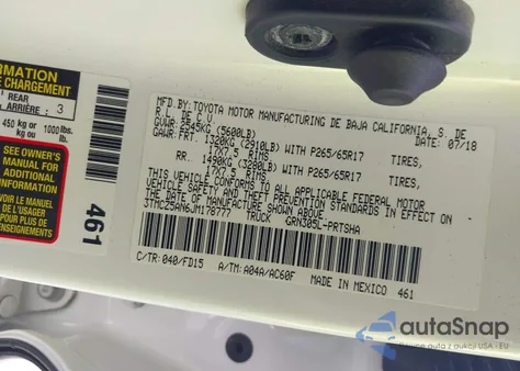 2018 Toyota Tacoma Trd Sport из США, поврежденный, VIN 3TMCZ5AN6JM178777